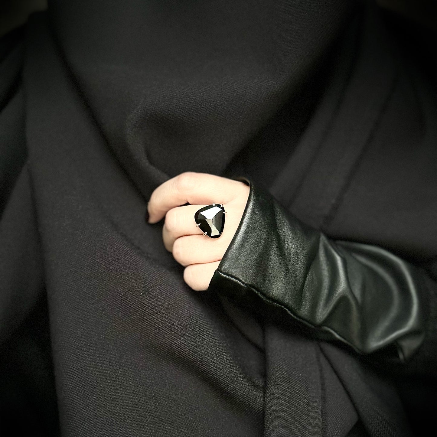 Black spinel statement ring