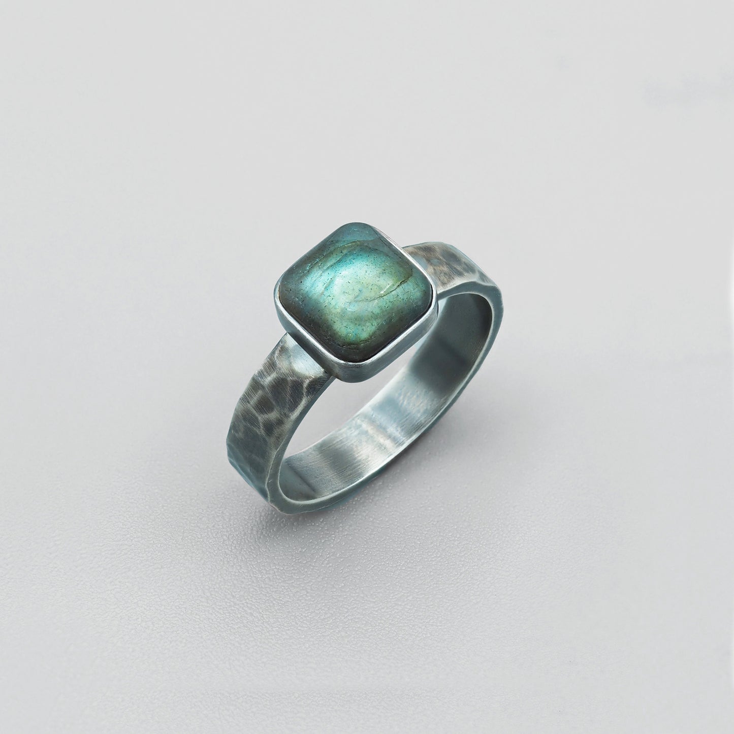 Square labradorite ring