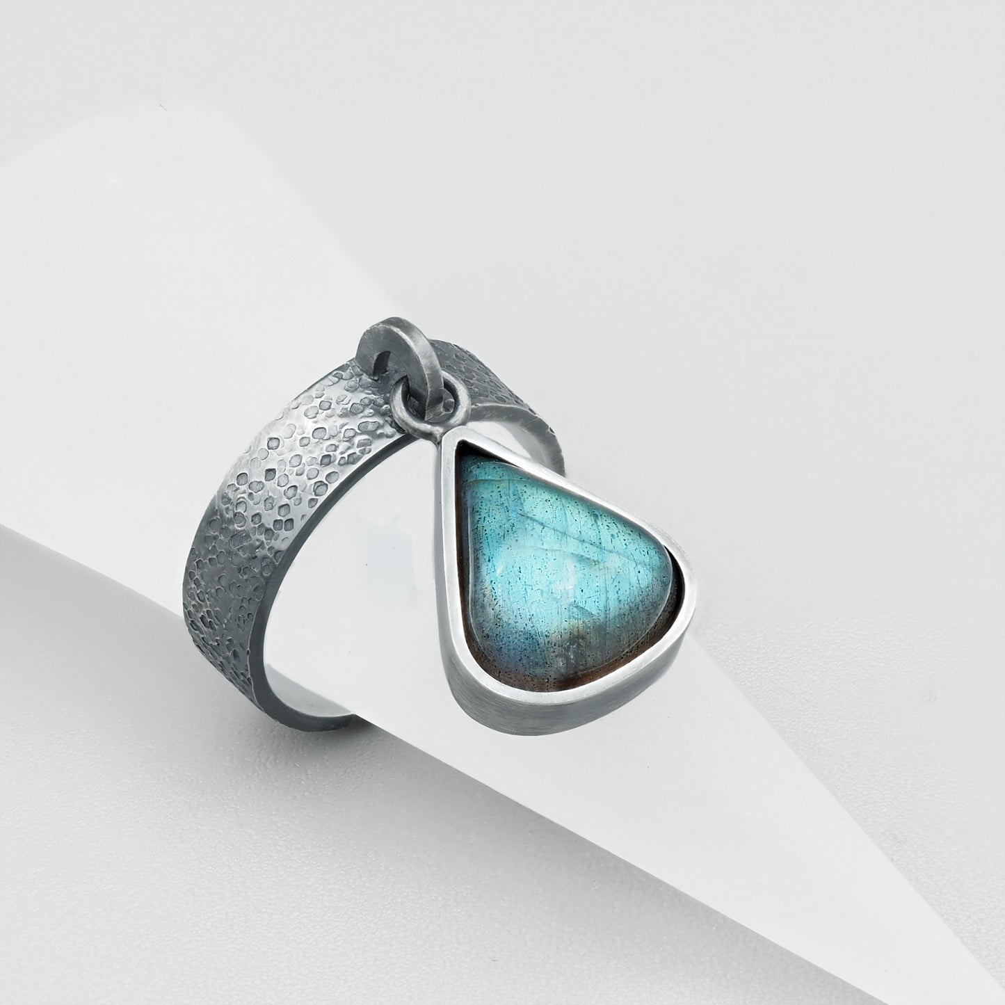 Labradorite teardrop cocktail ring