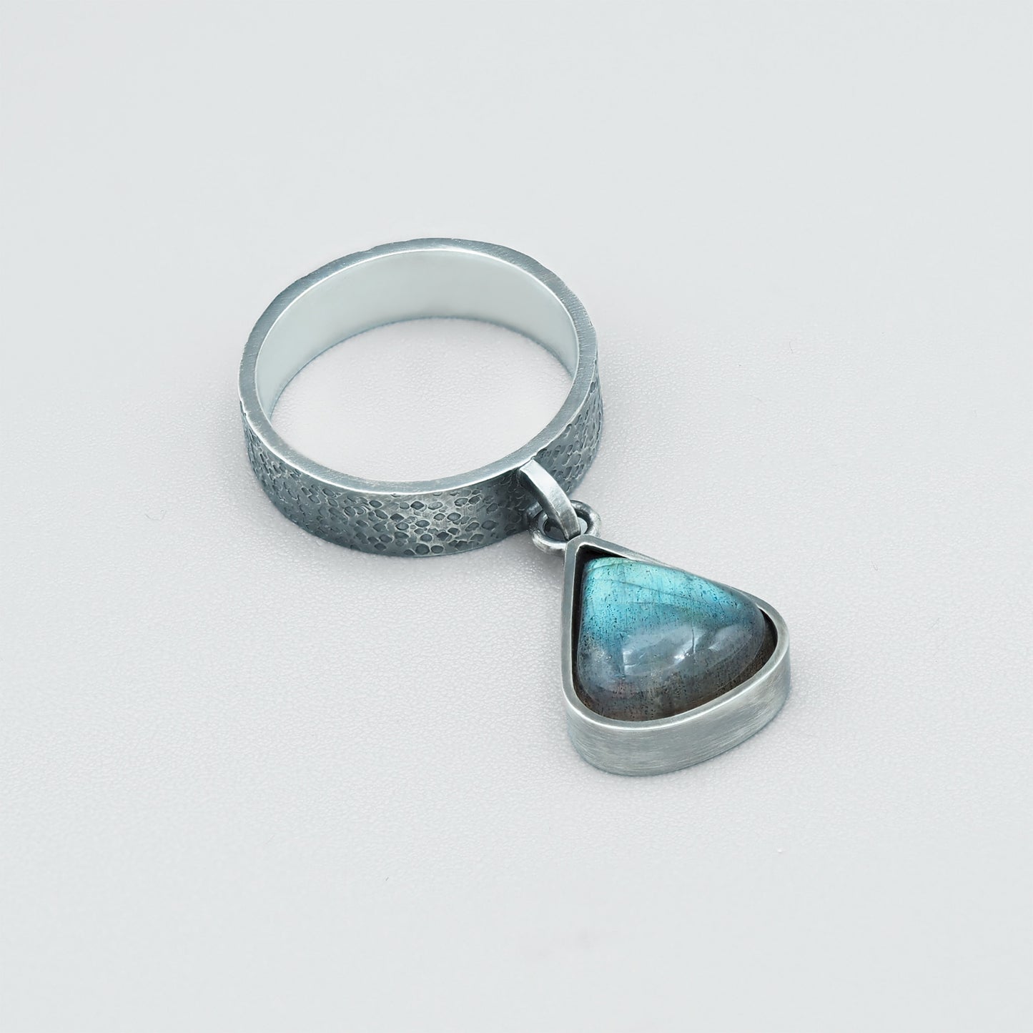 Labradorite teardrop cocktail ring