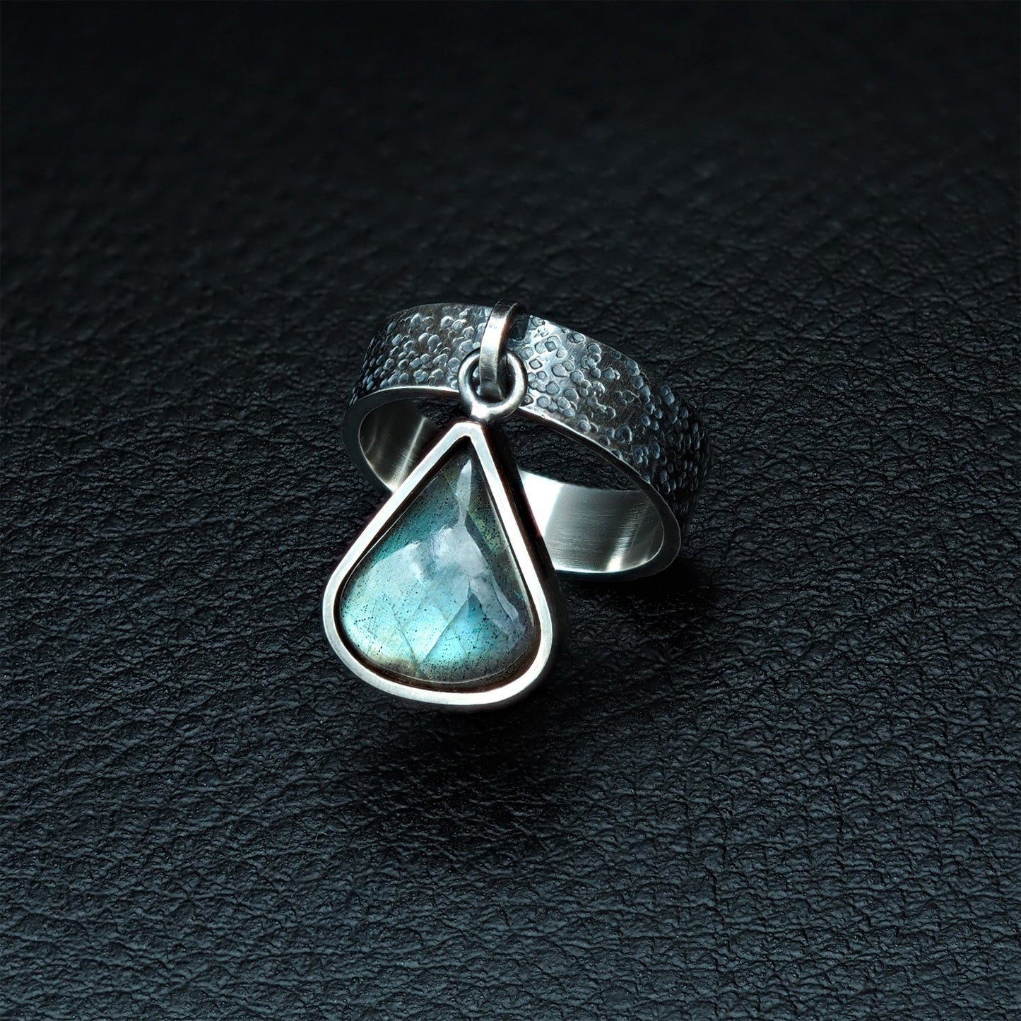 Labradorite teardrop cocktail ring