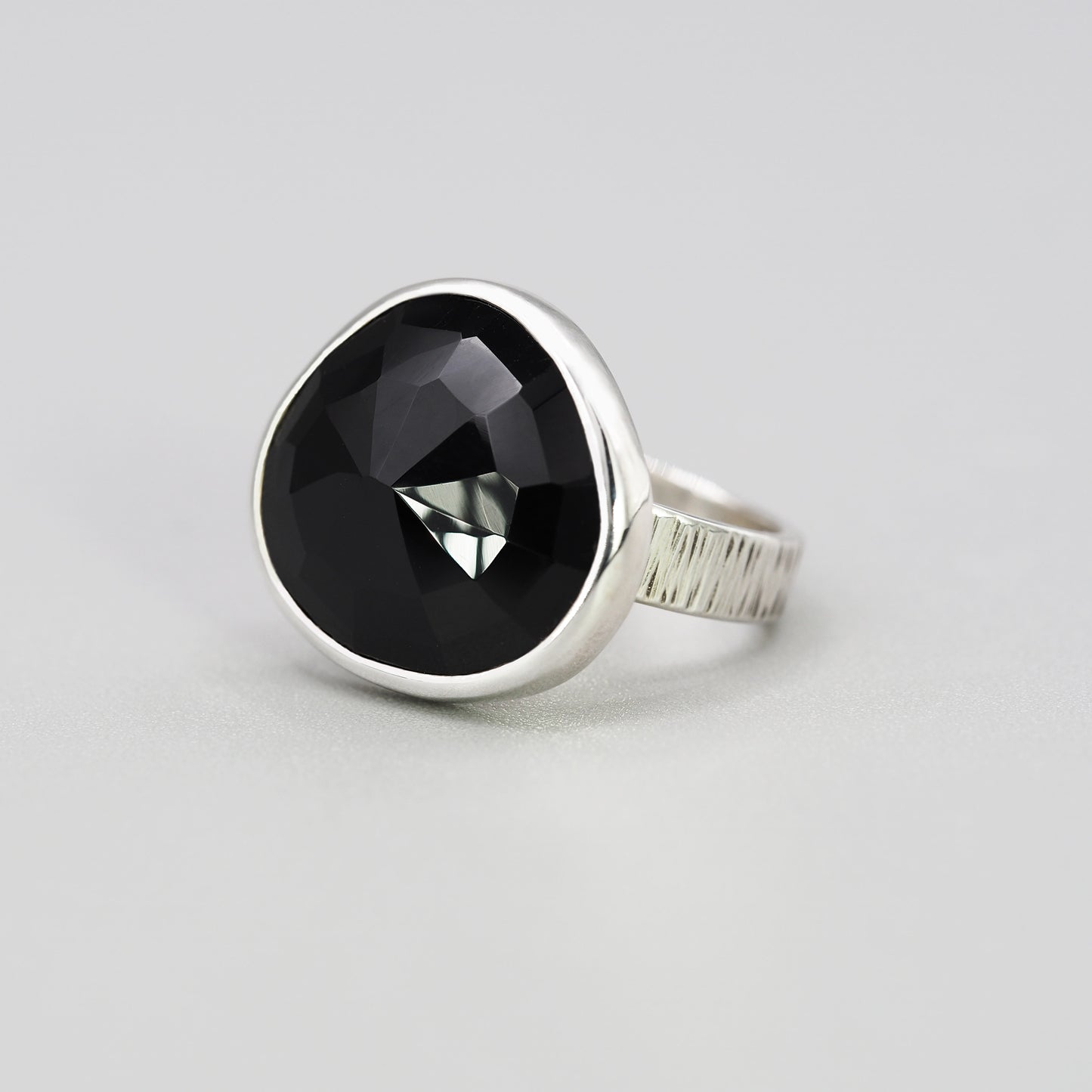 Black spinel cocktail ring