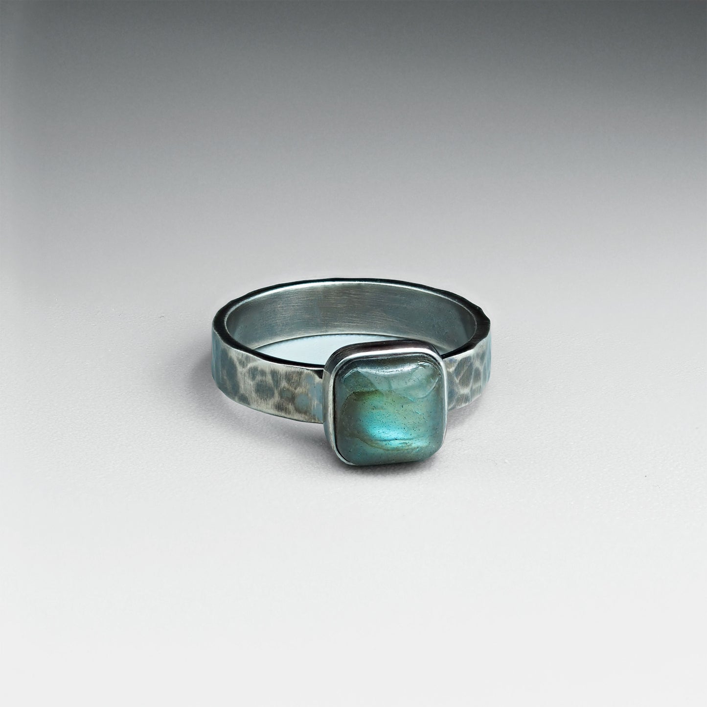 Square labradorite ring