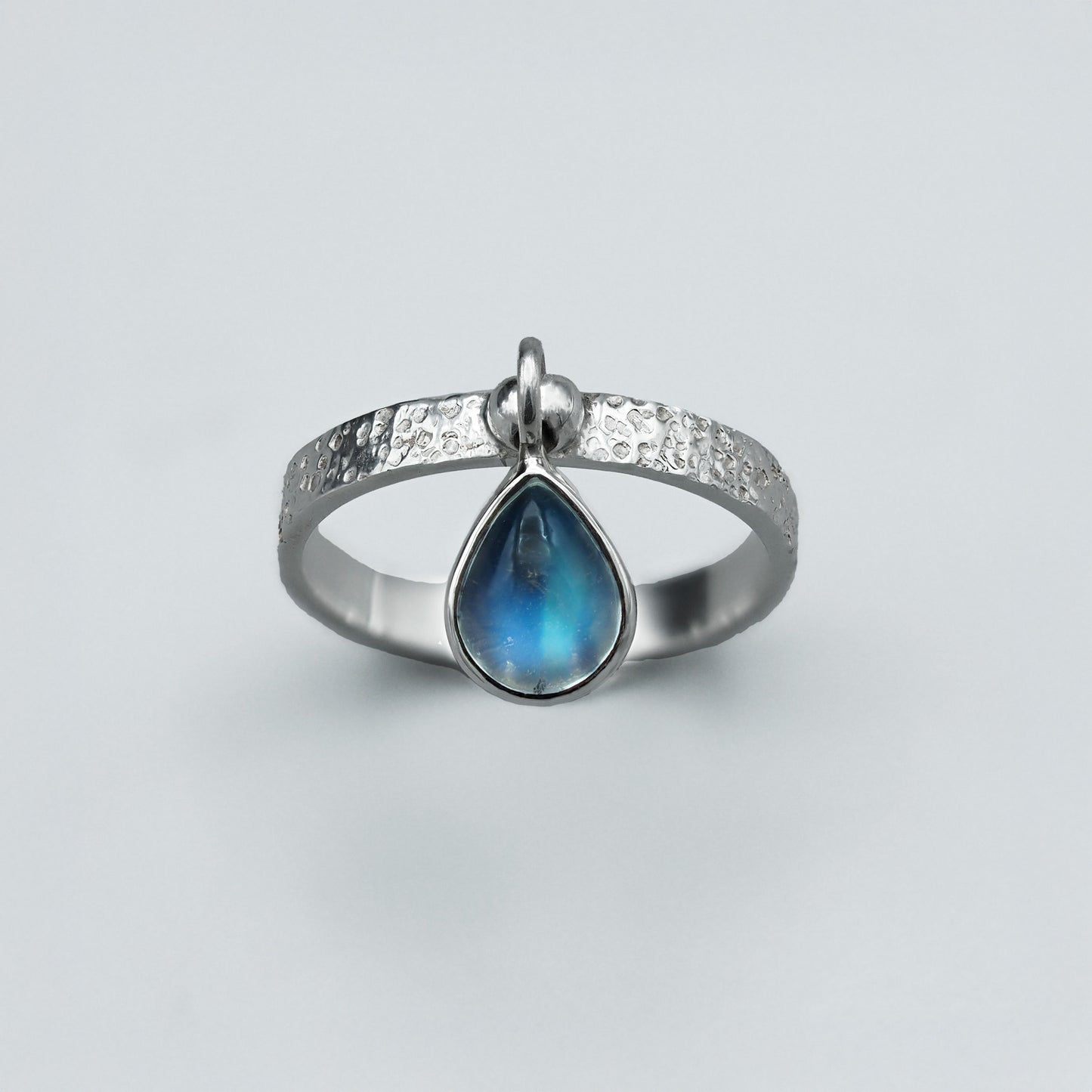 Moonstone teardrop silver ring